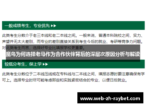 魔鸟为何选择老马作为合作伙伴背后的深层次原因分析与解读 魔鸟为何选择老马作为合作伙伴背后的深层次原因分析与解读